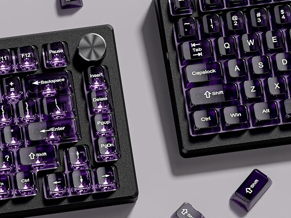 Clear keycaps,Transparent Keyboard keycaps,Jelly Key caps Set,Shine Through keycap,MDA Profile caps