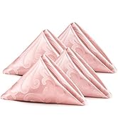 HommxJF 4 Pieces Scroll Damask Jacquard Satin Napkins Coral Gold Cloth Napkins 17 x 17 inch,Water...