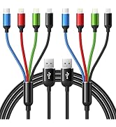 Multi Charging Cable, [2Pack 6Ft] 4 in 1 Fast Multi Charging Cord Nylon Braided Multiple Charger ...