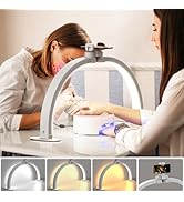 Evershop Half Moon Light for Nail Desk with Phone Holder,Portable LED Ring Light for Video Record...