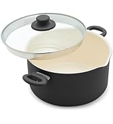GreenLife 6QT Ceramic Nonstick Stockpot with Glass Straining Lid, PFAS &amp; PFOA-Free, Dishwasher Sa...