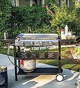 Gas One Flat Top Grill with 4 Burners – Premium Propane Grill with Outdoor Grill Cart – Stainless...