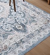 Macgace 5x7 Washable Rugs for Living Room, Faux Wool Vintage Rug for Bedroom Dining Room, Low Pil...