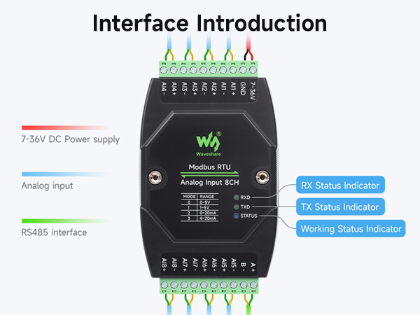 Modbus RTU Analog Input 8CH