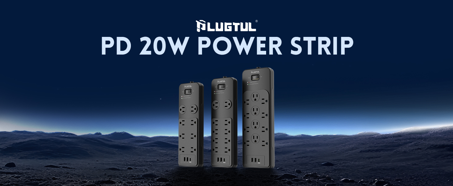 power strip surge protector usb c power strip 10ft 15ft 20ft 25ft extension cord black