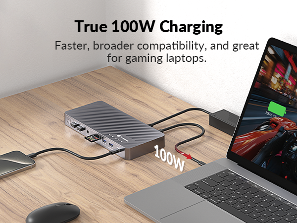 docking station triple monitor, 100w 13 in 1 dock for laptop