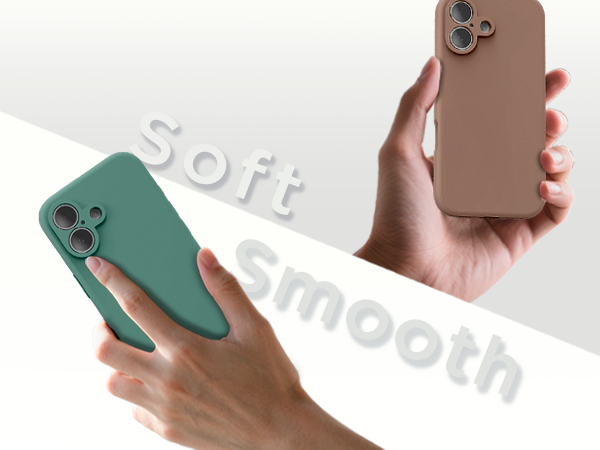 Close-up shots of hands holding smartphones in protective cases, showing teal and dark-colored phone cases from different angles.