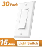 Amico 30 Pack Single Pole Light Switch with Wall Plate, UL Listed, 15A 120/277V, On/Off Rocker Pa...
