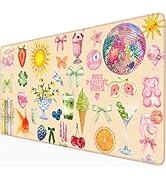 Nasdalgias Cute Pink Beige Pastel Desk Mat Colorful Bright XXL Large Mouse Pad Desk Pad Mat Flora...