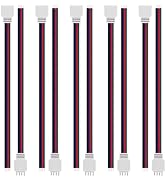 FCOB 5 Pairs 4pin JST SM LED Strip Connectors, 15cm 22AWG Male and Female Wire Connectors Plug fo...