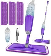 HOMTOYOU Spray Mops for Floor Cleaning: Wet Mop for Hardwood Tile Wood Laminate Vinyl - 3 Washabl...