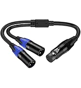 LanSenSu XLR Splitter Cable, 1 XLR Female to 2 XLR Male Patch Y Cable Balanced Microphone Splitte...