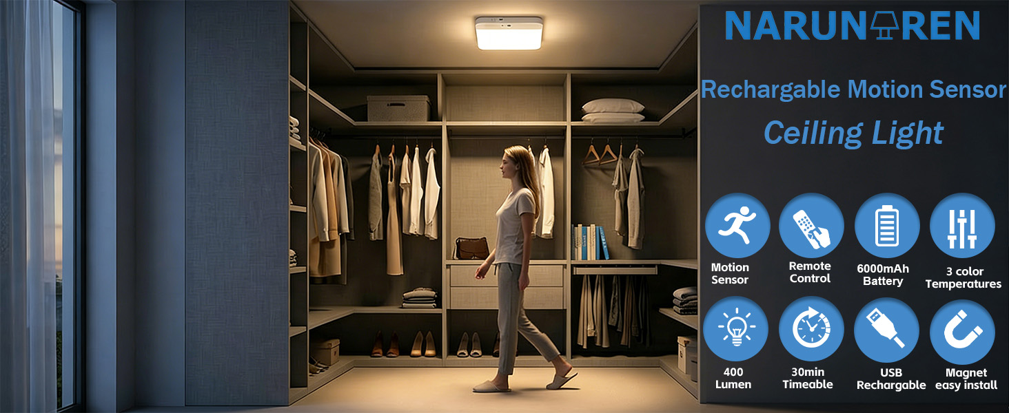 rechargable motion sensor ceiling lights