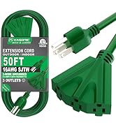 K KASONIC - 50 Ft Extension Cord with 3 Outlets, UL Listed 16/3 SJTW 3-Wire Grounded, 13A 125V 16...