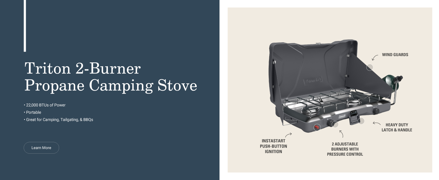 coleman triton two burner propane camping stove portable camp tailgate bbq adjustable heavy duty