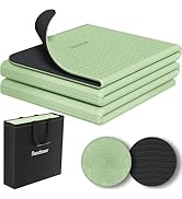 Readaeer Foldable Yoga Mat for Travel Folding Yoga Mat 6mm Thick with Carrying Bag, Non-Slip TPE ...