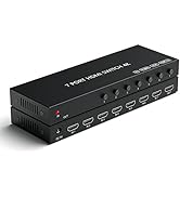 7 Port HDMI Switch 4k@60hz, HDMI Switcher 7 in 1 Out HDCP 2.0 HDMI2.0 Hub Supports 3D Compatible ...
