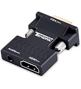 Tendak Active 1080P Female HDMI to VGA Male Converter Adapter Dongle with 3.5mm Stereo Audio Port...