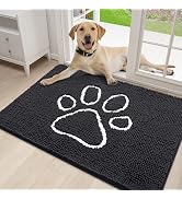 Smiry Dog Door Mat for Muddy Paws, Absorbent Dirt Trapper Non-Slip Washable Mat, Quick Dry Chenil...