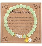 Inspirational Natural Stone Bracelet for Women Men ,Healing Gift-8 Chakra Energy Bracelet with Ja...