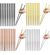 10 Pairs Stainless Steel Chopsticks Set Kitchen Dinning Utensils Non-slip Chop Sticks Durable Eas...