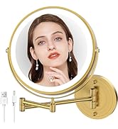 MNIENT Wall Mounted Lighted Makeup Mirror,8" Rechargeable Double-Sided Magnifying Mirror 1x/10x,3...