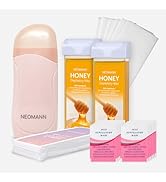 Roll on Wax Kit for Hair Removal with 2x Honey Cartridges Pink | 100 Wax Strips wax roller for Ha...