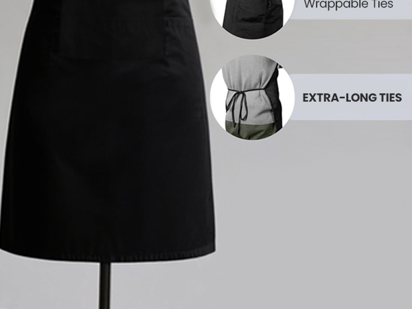 Water Oil Resistant Chef Cooking Aprons Two 2 Pockets Men Women Baking Painting Waiter Waitress
