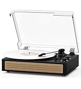 MANGOSTAN Vintage Record Player with Built-in Speakers, Belt-Driven Turntable 3-Speed (33/45/78 R...