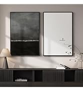 Framed Black and White Abstract Wall Art for Living Room, Large Set of 2 Minimalist Modern Canvas...