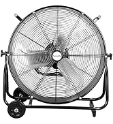 hykolity 8100 CFM 24" High Velocity Industrial Drum Fan, 3-Speed Heavy Duty Metal Shop Fan for Co...