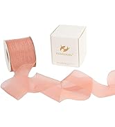HUIHUANG Dark Rose Organza Ribbon 3 inch Rose Shimmer Sheer Organza Fabric Ribbon for Flower Bouq...