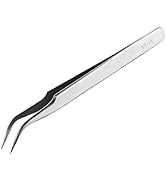 Ainiv Precision Tweezers, Stainless Universal Bent Tip Tweezers, Sewing Machine Tweezers, Non-Mag...