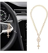 Cross for Car Steering Wheel Rosary Charm,Unique Cross for Car Mirror Hanging Accessories as Deco...