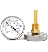 BOGERDACK 0-250°F/-20-120?, Bimetal Thermometer, 2.5" Dial Size, 1/2" Connection Thread, Lead-Fre...