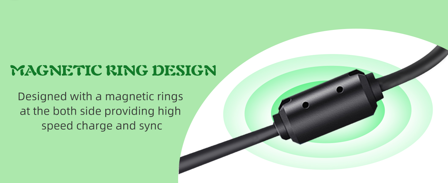 Designed with a magnetic rings at the both side providing high speed charge and sync