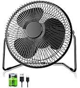 EasyAc 9 inch Battery Powered Fan [ ULTRA-QUIET ] with 4 Speed Powerful Airflow Table Wireless Fa...