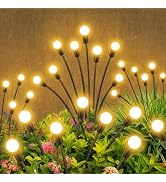 Solar Garden Lights Outdoor Waterproof, 2 Pack 16 LED Swaying Firefly Lights Outdoor Decor Light ...