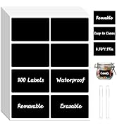 DANRONG 200 Chalkboard Labels, Waterproof Reusable Blackboard Stickers, Removable Labels for Stor...