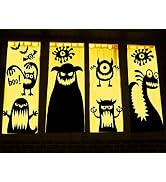 DIYASY Halloween Large Window Decoration Clings,5 Monster Silhouette Window Stickers Decals for H...