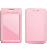 Larpur Pack of 2 Vertical ID Badge Holders Hard Plastic Card Cases with Clear ID Window for Schoo...