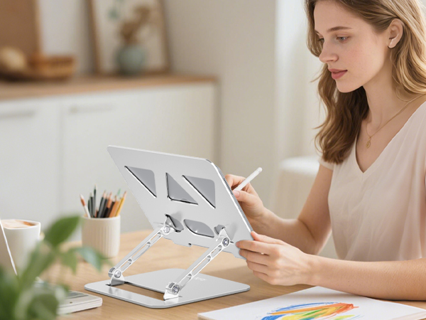 Laptop stand for desk supports drawing, design projects and creative work comfortably