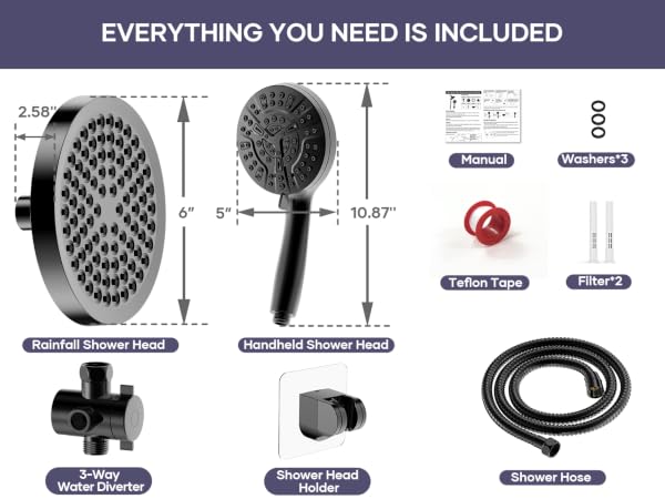 black shower head