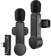 NPTCL 2 Pack Lavalier Microphone USB C Wireless Lav Mic for Android Phone Noise Canceling Mini La...