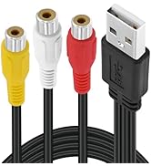BENACES USB to 3RCA Cable, 1.5m/5Ft USB A Male to 3RCA Female Audio Video Converter AV Composite ...