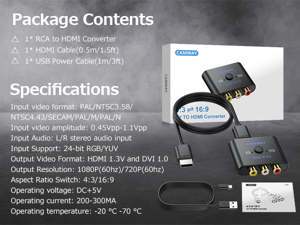 CAMWAY RCA to HDMI Converter