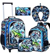 CCJPX 5Pcs Kids Luggage for Boys, Truck Rolling Travel Carry on Suitcase for Toddler Children wit...