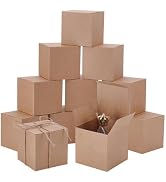 PH PandaHall 50pcs Brown Gift Boxes 3.5x3.5x3.5inch Kraft Paper Box Square Packing Cardboard Box ...