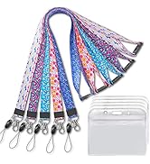 YOUOWO 5 Pack Lanyard with ID Badge Holder Horizontal for Keys Card lanyards Cruise Breakaway Saf...