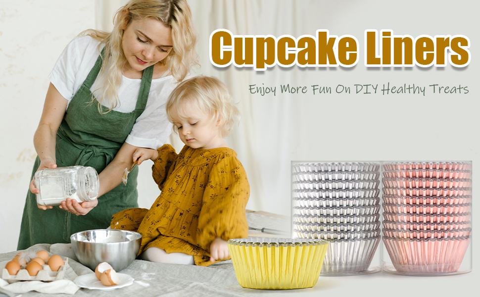 Gold Foil Metallic Cupcake Case Liners Wrappers Baking Muffin Paper Cups 200 Pcs